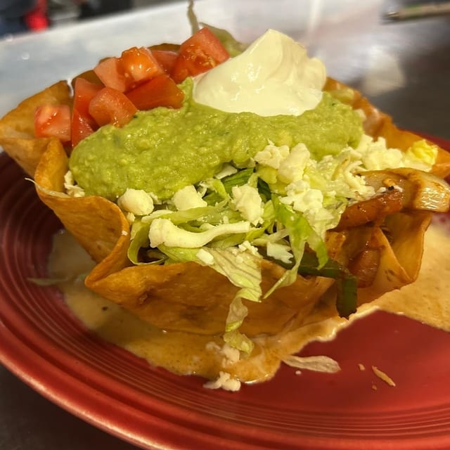 Taco Salad Fajita Shrimp.